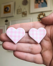 Load image into Gallery viewer, Gingham Heart Studs