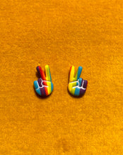 Load image into Gallery viewer, Rainbow Peace Sign Studs
