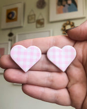Load image into Gallery viewer, Gingham Heart Studs
