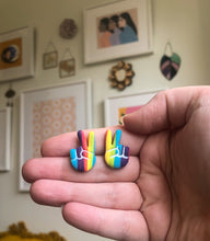 Load image into Gallery viewer, Rainbow Peace Sign Studs
