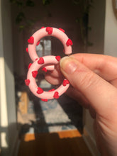 Load image into Gallery viewer, Hoops I Did it Again -- Pink &amp; Red Hearts
